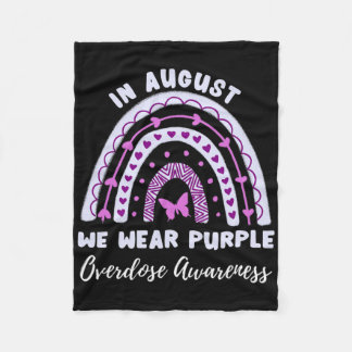In August We Wear Purple Overdose Awareness Rainbo Fleece Blanket