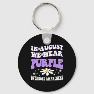 In August We Wear Purple Overdose Awareness Rainbo Key Ring