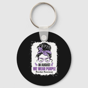 In August We Wear Purple Ribbon Overdose Awareness Key Ring