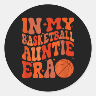 In Basball Auntie Era Funny Aunt Black Basball Classic Round Sticker