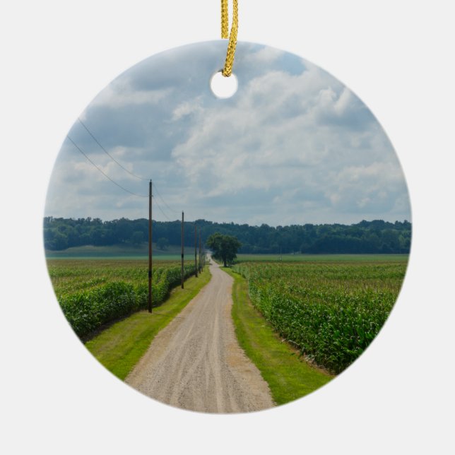 In Between Corn Fields Ceramic Tree Decoration (Front)