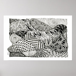 in Black and White -Abstract Manatee Poster