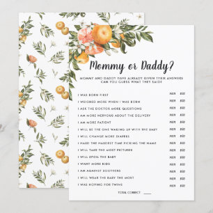 In Bloom Baby Shower   Mummy or Daddy Game Invitation
