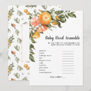 In Bloom   Baby Shower Word Scramble Game Card