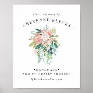 In Bloom Blush Vintage Floral Logo Poster