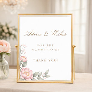 In Bloom Girl Baby Shower Advice & Wishes Mummy Poster