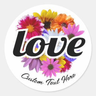 In Bloom - Love with Round Floral Bouquet Classic Round Sticker