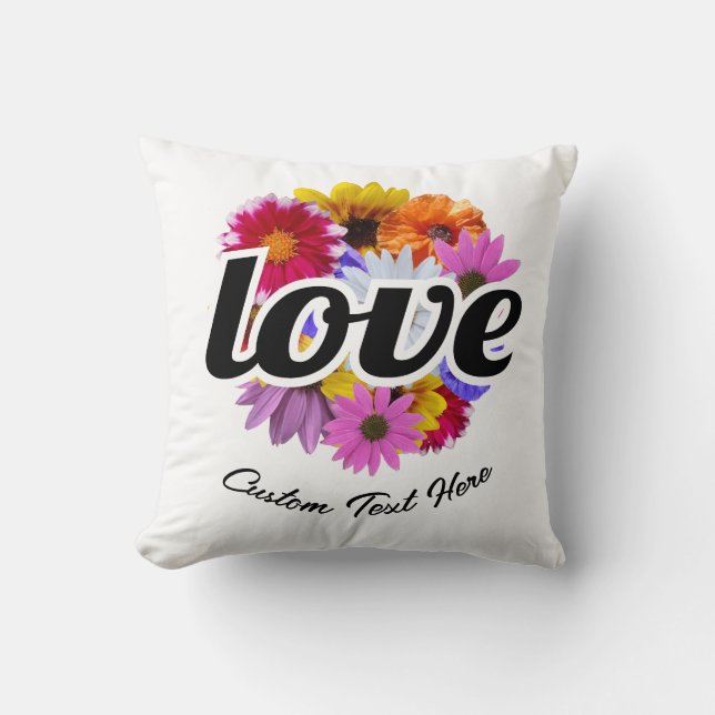 In Bloom - Love with Round Floral Bouquet Cushion (Front)