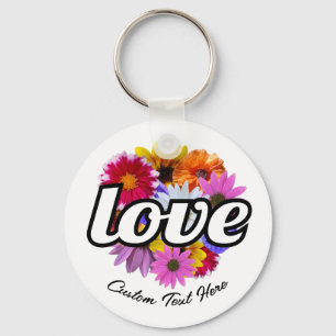In Bloom - Love with Round Floral Bouquet Key Ring