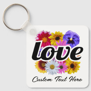 In Bloom - Love with Square Floral Bouquet Key Ring