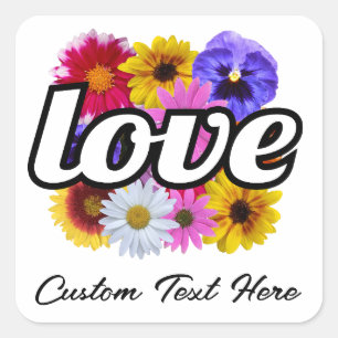 In Bloom - Love with Square Floral Bouquet Sticker
