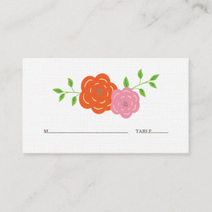 In Bloom Orange Pink Floral Place Cards
