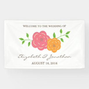 In Bloom Red Orange Floral Wedding Banner