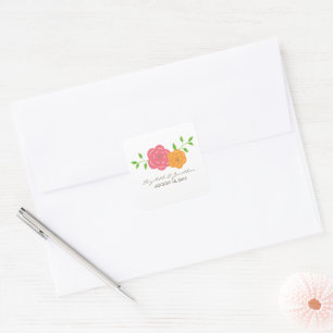 In Bloom Red Orange Floral Wedding Stickers