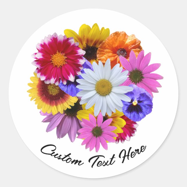 In Bloom - Round Floral Bouquet Classic Round Sticker (Front)