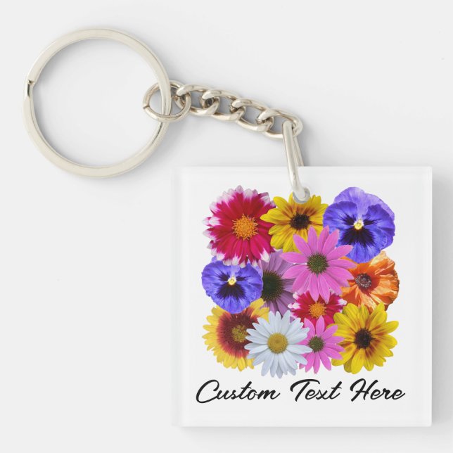 In Bloom - Square Floral Key Ring (Front)