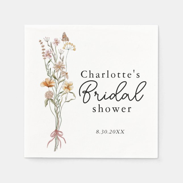 In Bloom Wildflower Floral Bridal Shower  Napkin (Front)