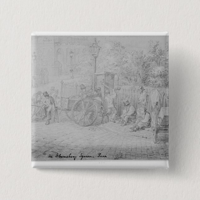 In Bloomsbury Square during the heat wave, 1828 15 Cm Square Badge (Front)