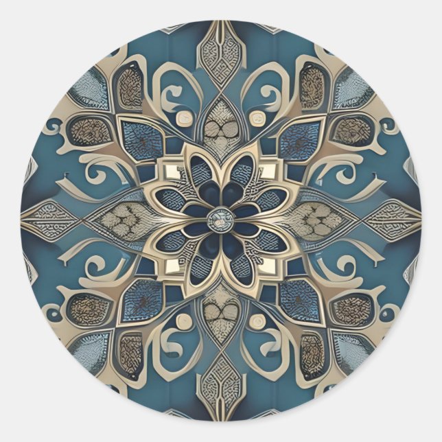 in blue classic round sticker (Front)