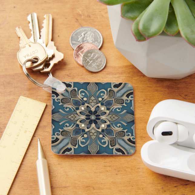 in blue key ring (Desk)