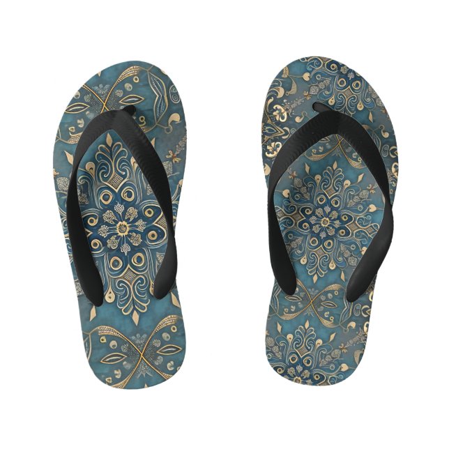 in blue kid's flip flops (Footbed)