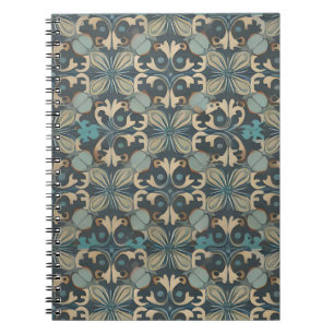 in blue notebook