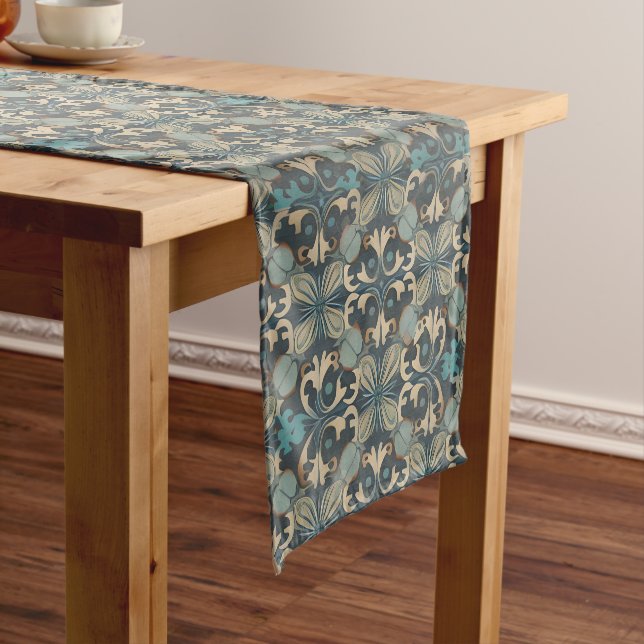 in blue short table runner (In Situ)