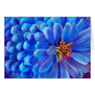 In blue, Zinnia card, flower