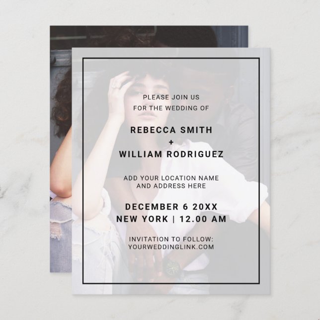 In Budget Simple Photo Wedding Invitations (Front/Back)