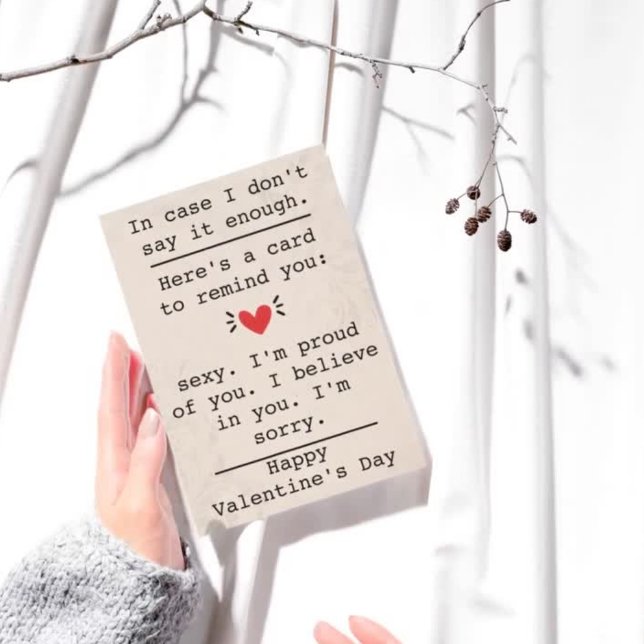 "In Case I Don't Say It Enough" Valentine's Day Invitation (Sweet Valentine's Day Card - Romantic Valentine's Day Card - Card for Husband - Card for Wife)
