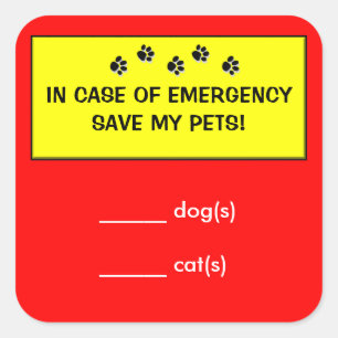In Case of Emergency Alert Rescue Pet Stickers