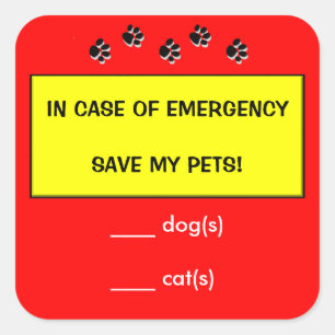 In Case of Emergency Alert Rescue Pets Stickers