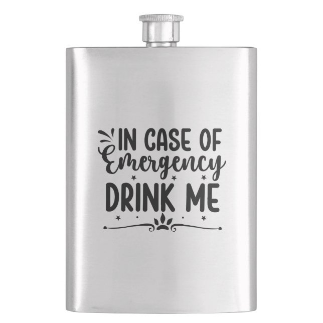 In Case Of Emergency Drink Me Hip Flask (Front)