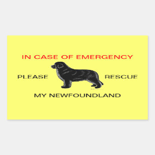 In Case of Emergency Newfoundland Dog Safety Rectangular Sticker