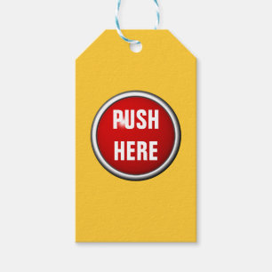 in case of emergency push here gift tags