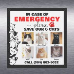 In Case of Emergency Save 6 Cats With Custom Photo Car Magnet<br><div class="desc">In case of fire, accident, or emergency situation, you can help first responders account for your furry family members with this handy door sign. For the multi-cat household with six kitties, this chart shows each cat's name and visual photo for easy identification. Complete with customised phone number contact detail and...</div>