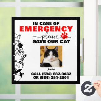 In Case of Emergency Save Cat With Custom Photo Window Cling