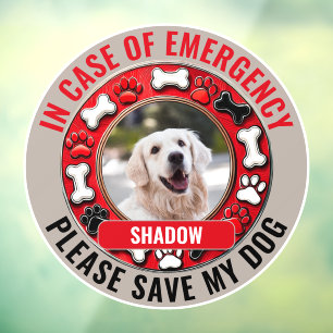 In Case of Emergency Save My Dog Window Cling