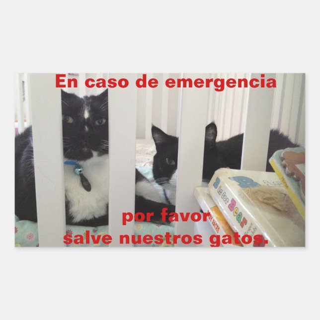 In case of emergency save our cat rectangular sticker (Front)