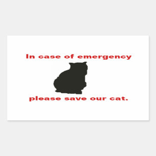 In case of emergency save our cat rectangular sticker