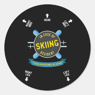 In Case Of Skiing Accident Reemble Me As Shown Shi Classic Round Sticker