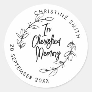 In Cherished Memory Elegant Floral Classic Round Sticker