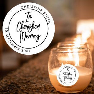 In Cherished Memory Elegant Floral Classic Round Sticker