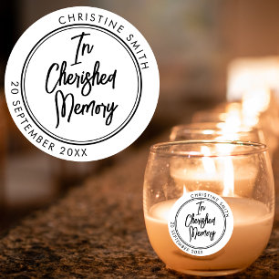 In Cherished Memory Elegant Floral Classic Round Sticker