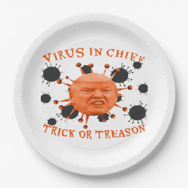 In Chief, Trick Or Treat, Political Anti Halloween Paper Plate (Front)