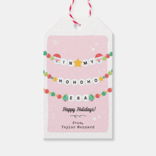 In Christmas Era Trendy Friendship Bracelet Pink Gift Tags