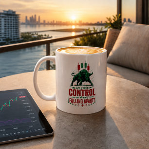 In Control or Falling Apart Bull Trading Mindset Coffee Mug