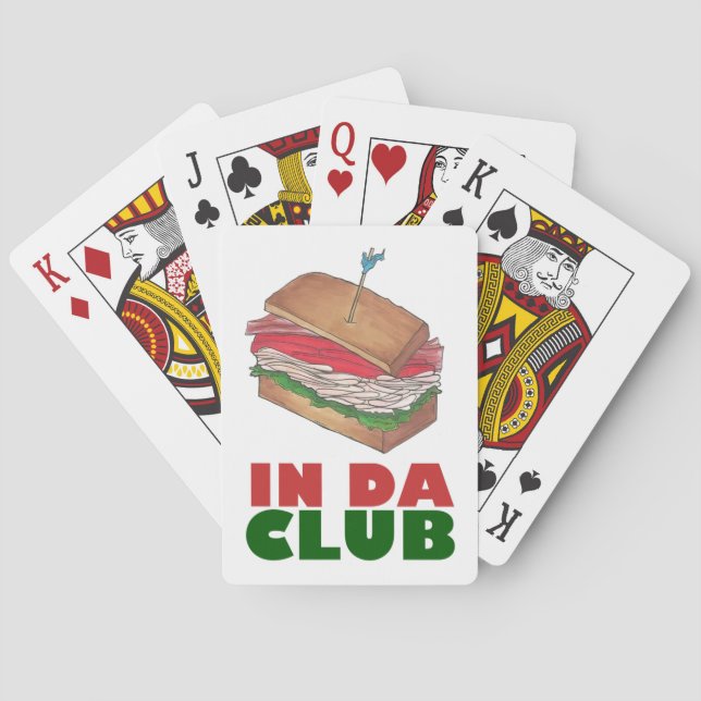 In Da Club Turkey Club Sandwich Funny Foodie Diner Playing Cards (Back)