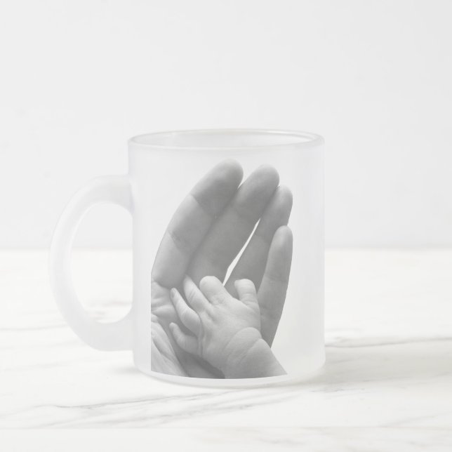 In Daddy's Hand Frosted Glass Coffee Mug (Left)