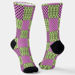 In dark multi-coloured tones, retro geometric socks